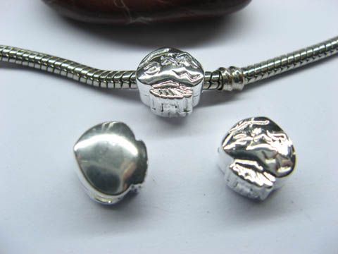 10 Silver Plated European Stopper Beads Clips pa-c19 - Click Image to Close