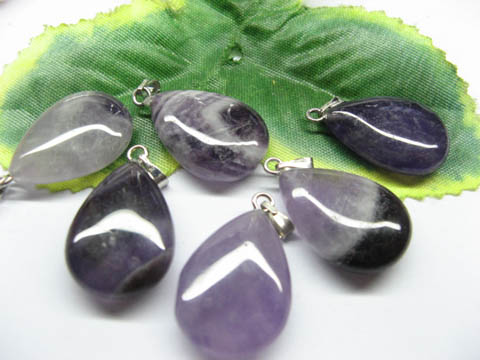 50 Bulk Charms Amethyst Teardrop Pendants for Necklace - Click Image to Close