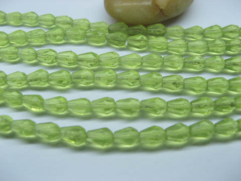 100 Strands Green Faceted TearDrop Glass Beads 7x5mm - Click Image to Close