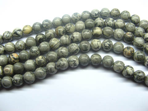 5 Strands Black Line Agate Round Gemstone Beads 10mm - Click Image to Close