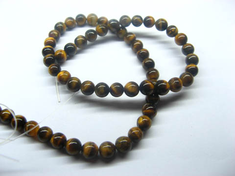 5Strands x 63pcs Tiger Eye Round Gemstone Beads 6mm - Click Image to Close