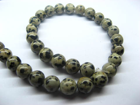5 Strands Dalmatian Jasper Round Gemstone Beads 10mm - Click Image to Close