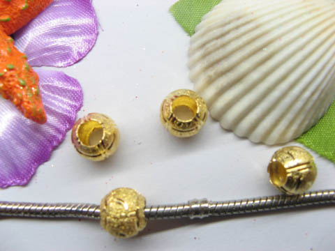 100 Golden Carved Frosted European Beads ac-sp650 - Click Image to Close