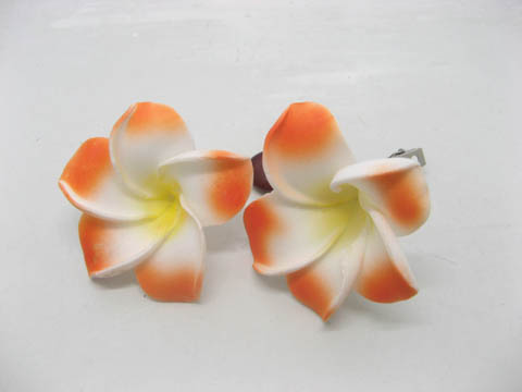 50 New Orange&Yellow Fabulous Foam Frangipani Flower 8x3.5cm - Click Image to Close