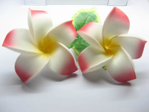 50 New Pink Fabulous Foam Frangipani Flower 8x3.5cm - Click Image to Close