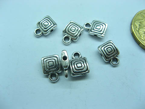 200 Tibetan Silver Square Bali Style Spacer Beads Pendants - Click Image to Close