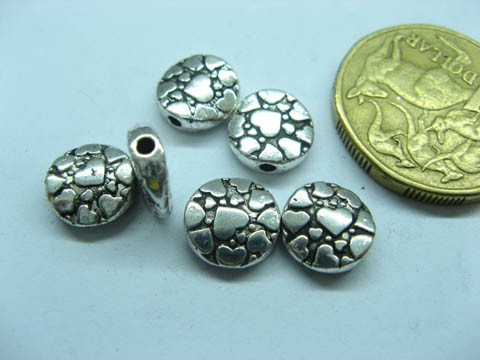 200 Tibetan Silver Flat Round Bali Style Spacer Beads - Click Image to Close