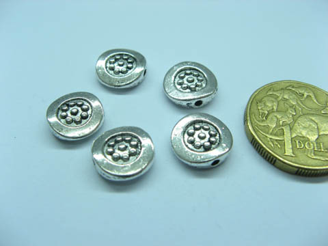 100 Tibetan Silver Flat Round Bali Style Spacer Beads ac-ba-sp5 - Click Image to Close