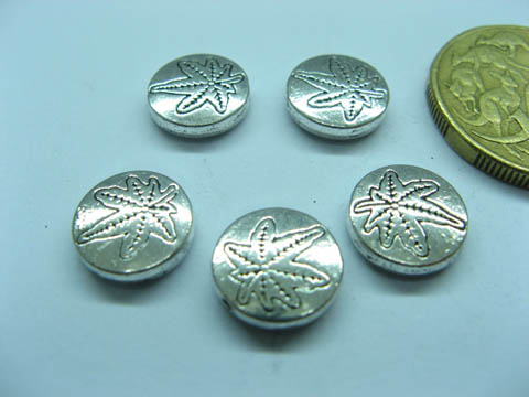 100 Tibetan Silver Flat Round Bali Style Spacer Beads ac-ba-sp6 - Click Image to Close
