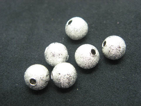 200 Silver Stardust Round Ball Beads 8mm Dia.ac-bc73 - Click Image to Close
