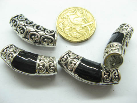 20 Antique Silver Curved Tube Spacer Beads ac-sp651 - Click Image to Close