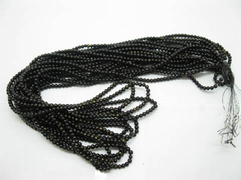 10 Strands Black Round Lampwork Glass Beads 4mm - Click Image to Close