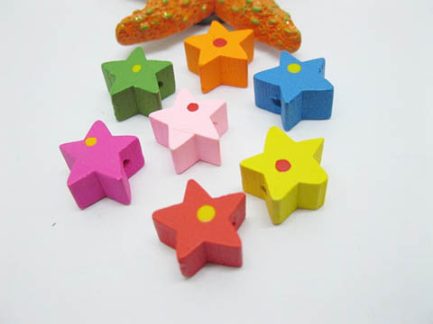 200 New Star Wooden Beads Mixed Color Bulk - Click Image to Close
