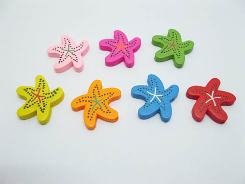 200 New Sea Star Wooden Beads Mixed Color - Click Image to Close