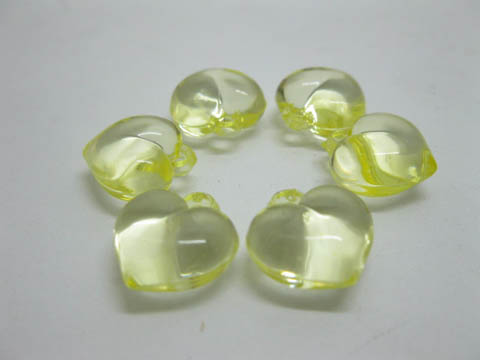 450 Yellow Polish Plastic Heart Beads Pendants - Click Image to Close