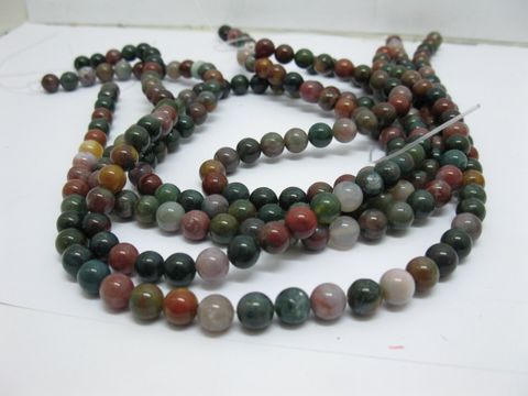 5Strands Indian Agate Round Gemstone Beads 8mm - Click Image to Close