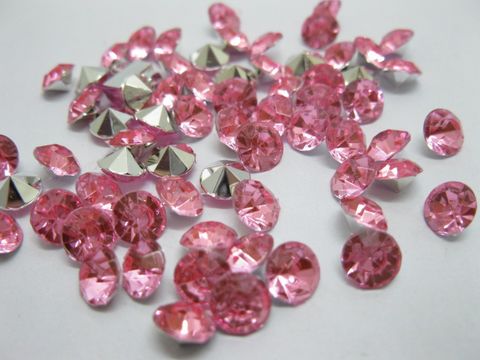 2000 Diamond Confetti 6.5mm Wedding Party Table Scatter-Pink - Click Image to Close