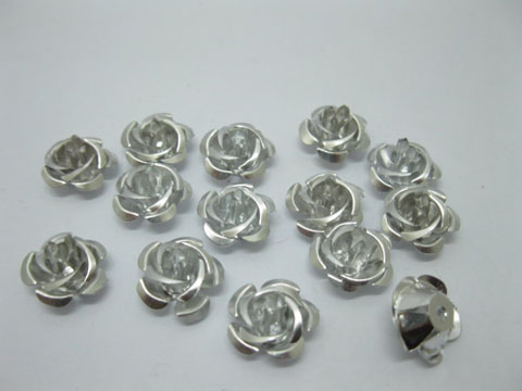 950Pcs Sliver Rose Flower Beads Findings 12mm - Click Image to Close