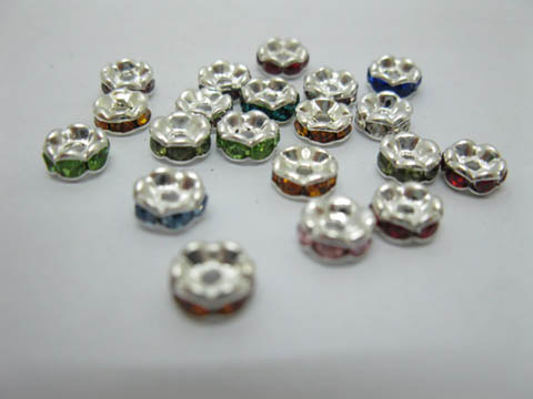 20X Rhinestone Rondelle Spacers Beads 6x3mm Mixed - Click Image to Close