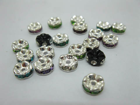 20X Rhinestone Rondelle Spacers Beads 7x3mm Mixed - Click Image to Close