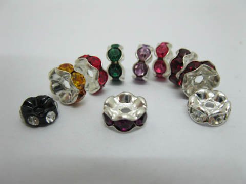 20X Rhinestone Rondelle Spacers Beads 8x3mm Mixed - Click Image to Close