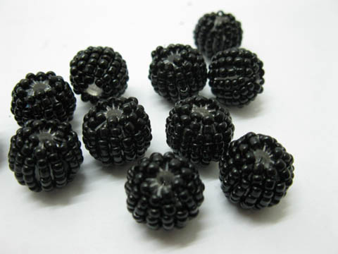 480X Plastic Black HandCraft Seed Beads Round - Click Image to Close