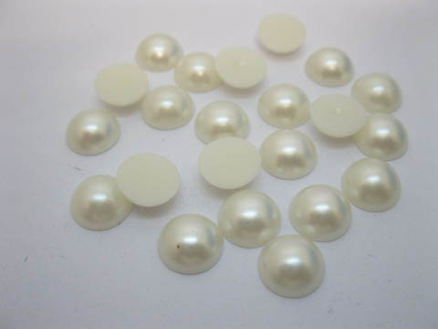 750Pcs 12mm Ivory Semi-Circle Simulated Pearl Bead - Click Image to Close