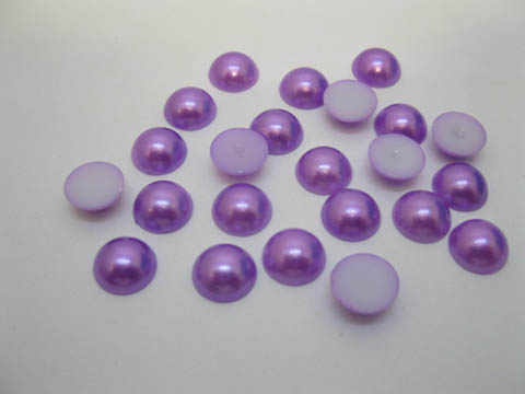 750Pcs 12mm Purple Semi-Circle Simulated Pearl Bead Flatback - Click Image to Close
