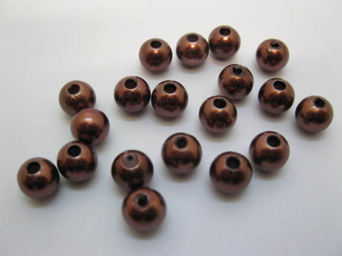 1000 Coffee Round Simulate Pearl Loose Beads 8mm - Click Image to Close