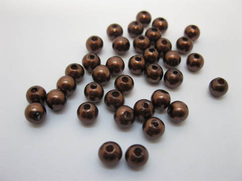 2500 Coffee Round Simulate Pearl Loose Beads 6mm - Click Image to Close