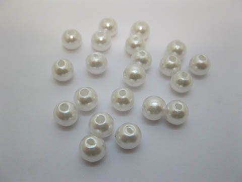 1000 White Round Simulate Pearl Loose Beads 8mm - Click Image to Close