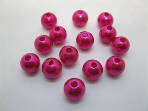 500 Fuschia Round Simulate Pearl Loose Beads 10mm - Click Image to Close