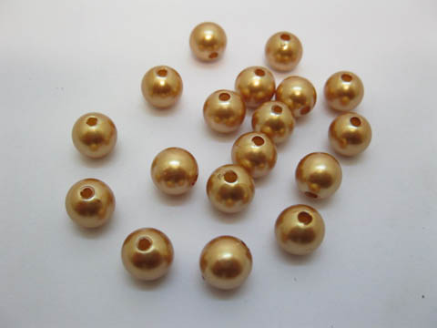 500 Light Coffee Round Simulate Pearl Loose Beads 10mm - Click Image to Close
