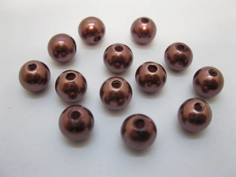 500 Coffee Round Simulate Pearl Loose Beads 10mm - Click Image to Close