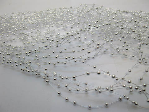 60Strands Silver Beaded Garland for Wedding Craft Dia.3mm - Click Image to Close
