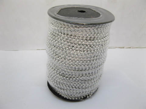 1Roll X 100Yds Silver Plated Ball Beaded Chain for Craft 3mm - Click Image to Close