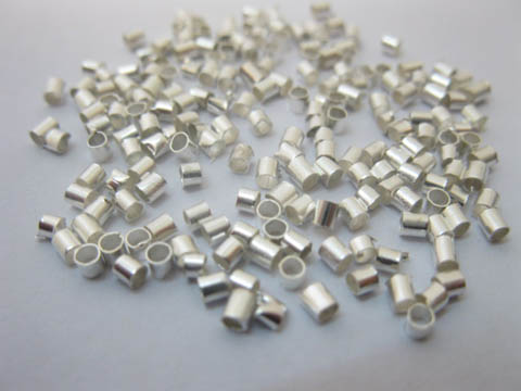 10000 Silver Plated Tube Crimp Beads Jewelry Finding 1.5-1.8mm - Click Image to Close