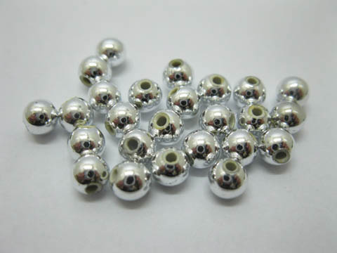 4500 Silver Plated Coated 6mm Round Spacer Beads - Click Image to Close