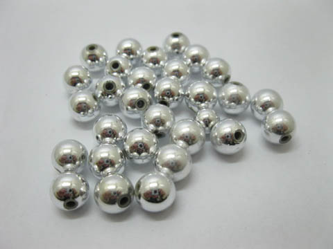 1000 Silver Plated Coated 10mm Round Spacer Beads - Click Image to Close