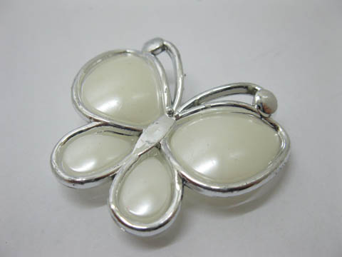 20Pcs Pearl Ivory Butterfly Hairclip Jewelry Finding Beads - Click Image to Close