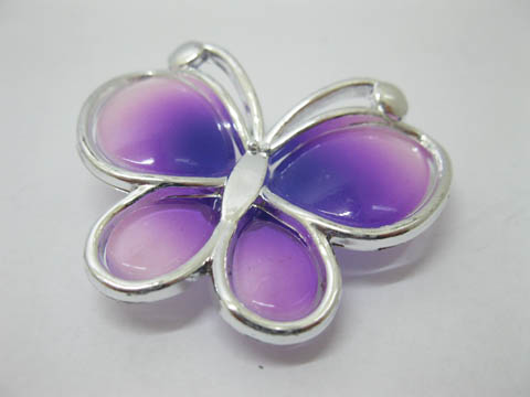 20Pcs Purple Butterfly Hairclip Jewelry Finding Beads - Click Image to Close