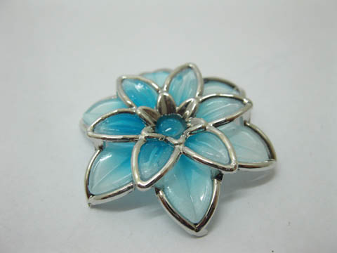 20Pcs Blue Flower Hairclip Jewelry Finding Beads 4cm - Click Image to Close