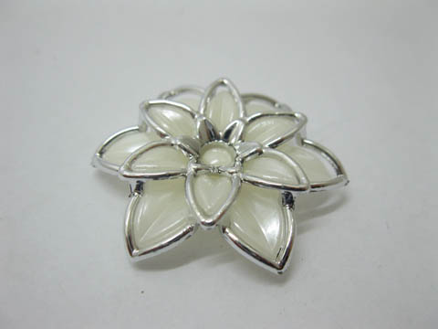 20Pcs Pearl Ivory Flower Hairclip Jewelry Finding Beads 4cm - Click Image to Close
