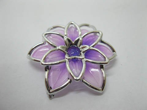 20Pcs Purple Flower Hairclip Jewelry Finding Beads 4cm - Click Image to Close