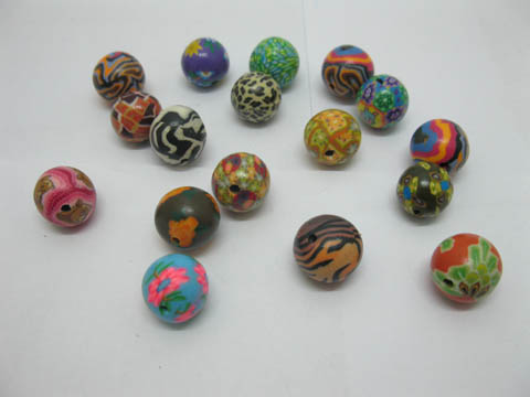 100 Polymer Clay Floral Beads Mixed Color be-cy20 - Click Image to Close