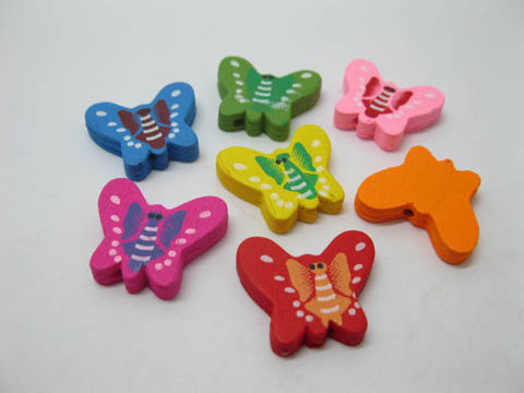 300Pcs Wooden Butterfly Beads Mixed Color - Click Image to Close