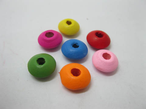 500Pcs Flat Round Wood Beads 12mm Mixed Color - Click Image to Close