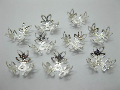 1000 Shiny Silver Plated Filigree flower Bead Caps - Click Image to Close