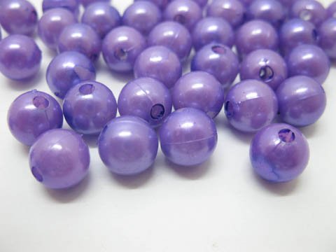500 Purple 10mm Round Simulate Pearl Beads - Click Image to Close