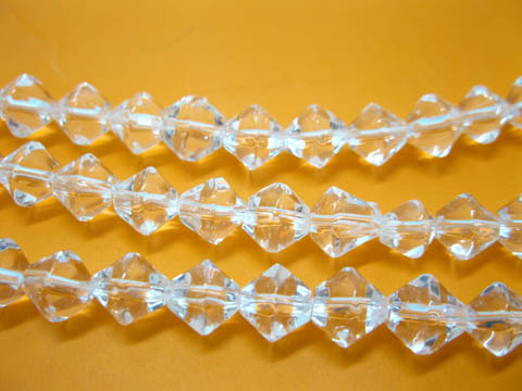 50 Strands X 40 Clear Bicone Glass Beads 8mm New - Click Image to Close
